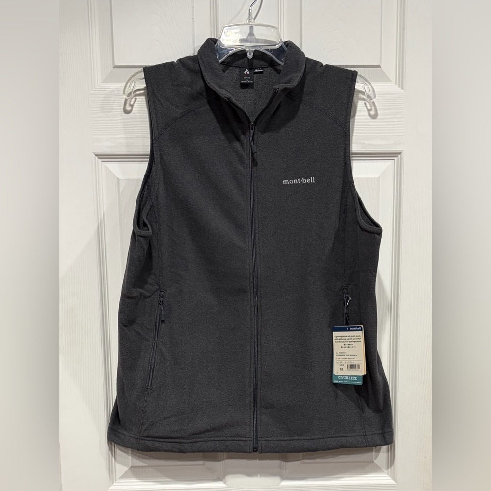 Montbell Women's XL CHAMEECE Vest Fleece Dark Grey NWT Microfleece Warm Cozy
